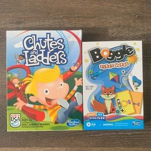 2 board games!  Chutes and Ladder and Boggle first words